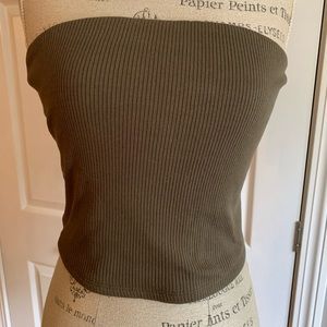 Army green ribbed tube top. NWT